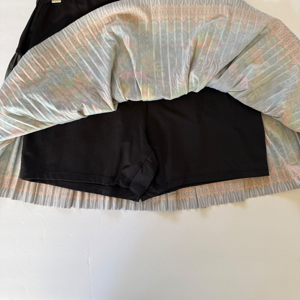Lucky in Love Womens Metallic Pleated Tennis Skort Black Floral Size S Athletic‎ - Picture 9 of 10